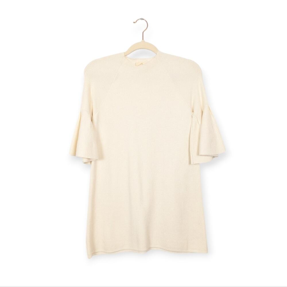Anthropolgie Moth Ivory Bell Sleeve Tunic Sweater Dress Size XS